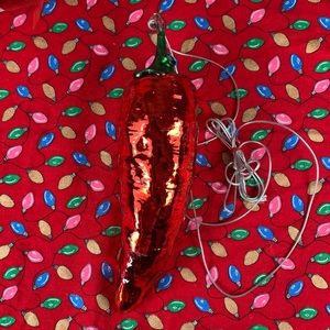 Mercury Glass Chili Pepper Ornament. 8 inches.